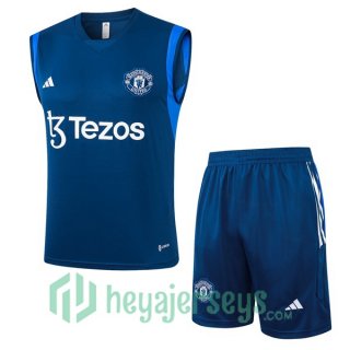 Manchester United Soccer Vest + Shorts Blue Royal 2024-2025