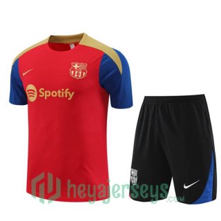 FC Barcelona Training T-Shirts + Shorts Red 2024-2025