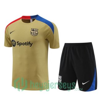 FC Barcelona Training T-Shirts + Shorts Yellow 2024-2025