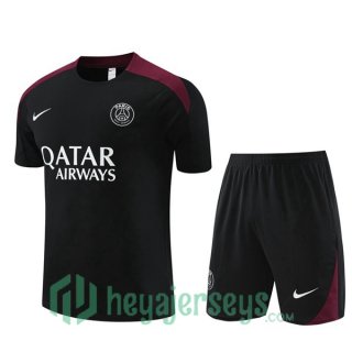 Paris Saint Germain Training T-Shirts + Shorts Black 2024-2025