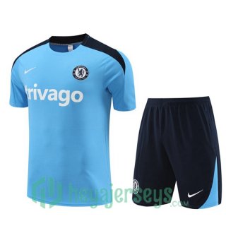 FC Chelsea Training T-Shirts + Shorts Blue 2024-2025