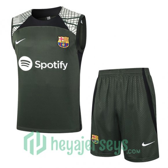 FC Barcelona Soccer Vest + Shorts Green 2024-2025