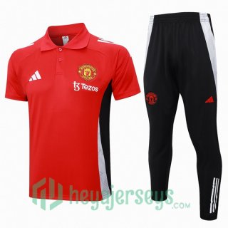 Soccer Polo Manchester United + Pants Red 2024/2025