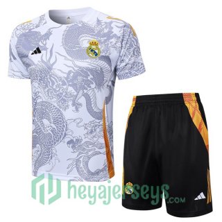 Real Madrid Training T-Shirts + Shorts White 2024/2025