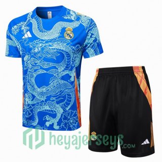 Real Madrid Training T-Shirts + Shorts Blue 2024/2025