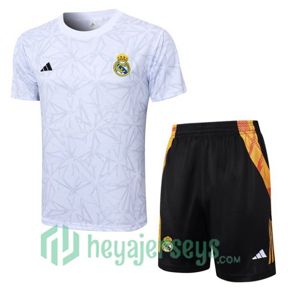 Real Madrid Training T-Shirts + Shorts White 2024/2025