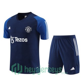 Manchester United Training T-Shirts + Shorts Blue Royal 2023/2024