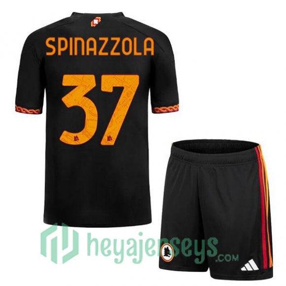 AS Roma (SPINAZZOLA 37) Kids Soccer Jersey Third Black 2023/2024