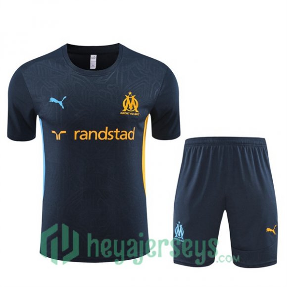 Olympique Marseille Training T-Shirts + Shorts Blue Royal 2024/2025