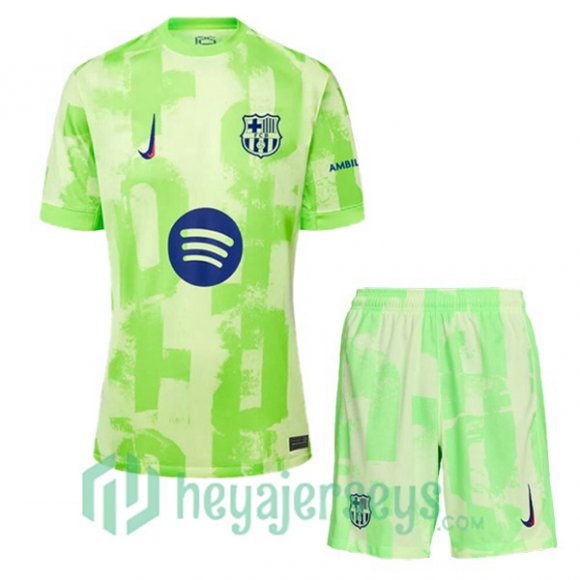 FC Barcelona Kids Third Soccer Jerseys Green 2024/2025