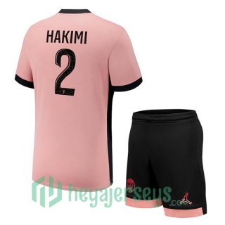 Paris Saint Germain (Hakimi 2) Kids Third Soccer Jerseys Rose 2024/2025