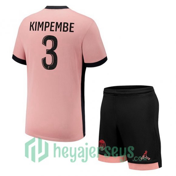 Paris Saint Germain (Kimpembe 3) Kids Third Soccer Jerseys Rose 2024/2025