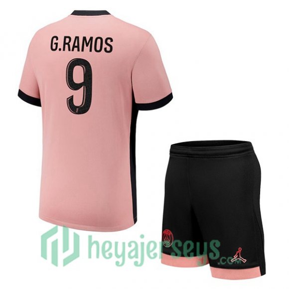 Paris Saint Germain (G.Ramos 9) Kids Third Soccer Jerseys Rose 2024/2025