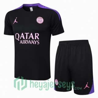 Paris Saint Germain Training T-Shirts + Shorts Black 2024/2025