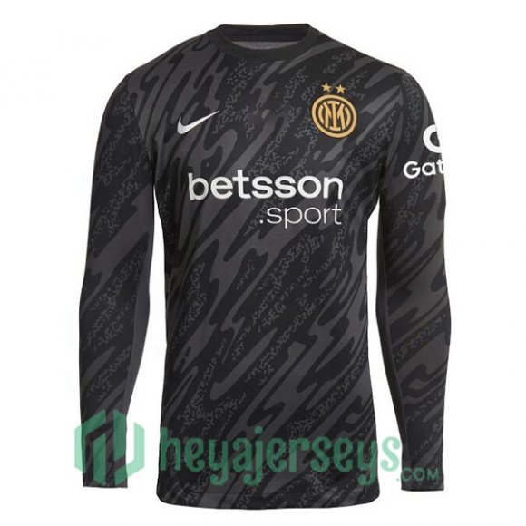 Inter Milan Goalkeeper Soccer Jerseys Long Sleeve Black 2024/2025