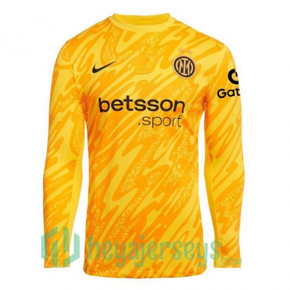 Inter Milan Goalkeeper Soccer Jerseys Long Sleeve Yellow 2024/2025