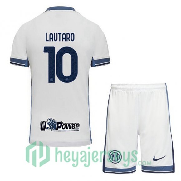 Inter Milan (LAUTARO 10) Kids Away Soccer Jerseys White 2024/2025