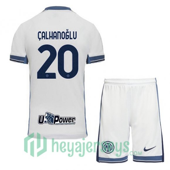 Inter Milan (ÇALHANOĞLU 20) Kids Away Soccer Jerseys White 2024/2025