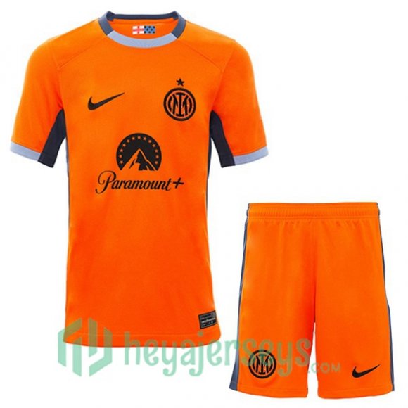 Inter Milan Kids Soccer Jersey Third Orange 2023/2024