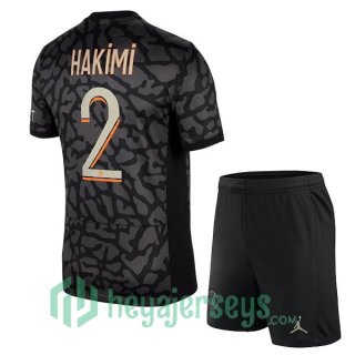 Paris Saint Germain (Hakimi 2) Kids Soccer Jersey Third Black 2023/2024