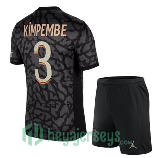 Paris Saint Germain (Kimpembe 3) Kids Soccer Jersey Third Black 2023/2024