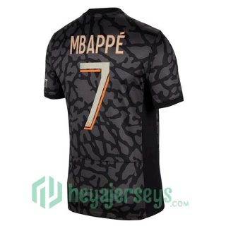 Paris Saint Germain (Mbappé 7) Soccer Jersey Third Black 2023/2024