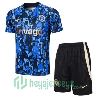 FC Chelsea Training T-Shirts + Shorts Blue 2023/2024