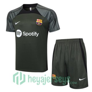 FC Barcelona Training T-Shirts + Shorts Green 2023/2024