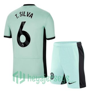 FC Chelsea (T. Silva 6) Kids Soccer Jersey Third Green 2023/2024