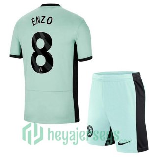 FC Chelsea (Enzo 8) Kids Soccer Jersey Third Green 2023/2024