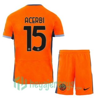 Inter Milan (ACERBI 15) Kids Soccer Jersey Third Orange 2023/2024