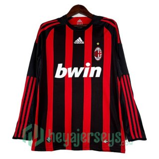 AC Milan Retro Home Long Sleeve Red Black 2008-2009