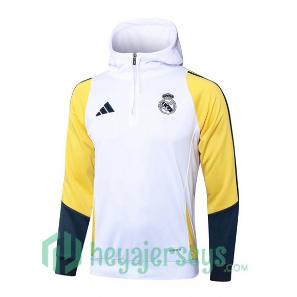 Hooded Sweatshirt Real Madrid White Yellow 2024/2025