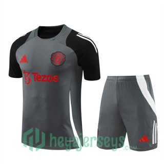 Manchester United Training T-Shirts + Shorts Gray 2024/2025