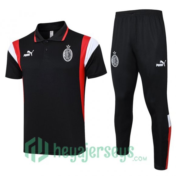 AC Milan Soccer Polo + Pants Black 2023/2024