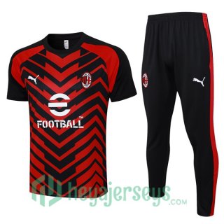 AC Milan Training T-Shirts + Pants Black Red 2023/2024