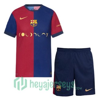 FC Barcelona Kids Home Soccer Jerseys COLDPLAY Blue Red 2024/2025