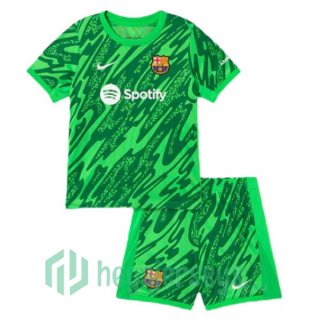 FC Barcelona Kids Goalkeeper Soccer Jerseys Spotify Green 2024/2025