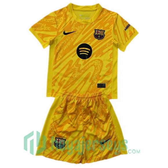 FC Barcelona Kids Goalkeeper Soccer Jerseys Yellow 2024/2025