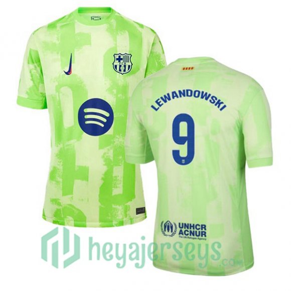 FC Barcelona (LEWANDOWSKI 9) Third Soccer Jerseys Green 2024/2025