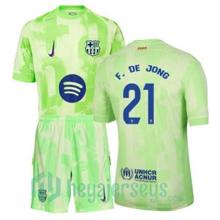 FC Barcelona (F. DE JONG 21) Kids Third Soccer Jerseys Green 2024/2025