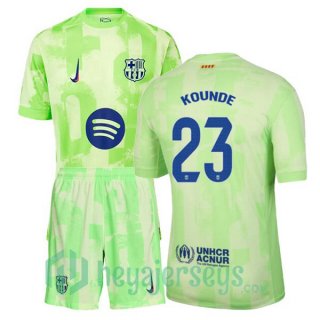 FC Barcelona (KOUNDE 23) Kids Third Soccer Jerseys Green 2024/2025