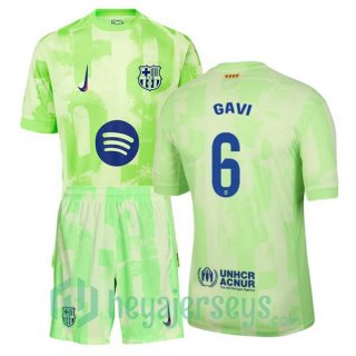 FC Barcelona (GAVI 6) Kids Third Soccer Jerseys Green 2024/2025