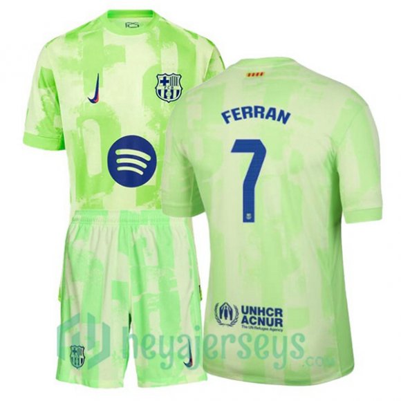 FC Barcelona (FERRAN 7) Kids Third Soccer Jerseys Green 2024/2025