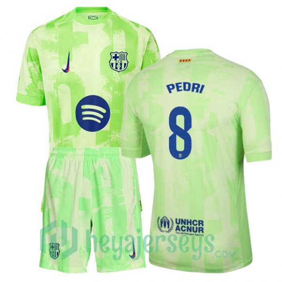 FC Barcelona (PEDRI 8) Kids Third Soccer Jerseys Green 2024/2025