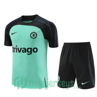 FC Chelsea Training T-Shirts + Shorts Green 2023/2024
