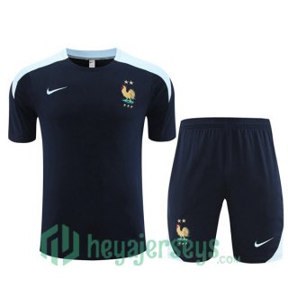 France Training T-Shirts + Shorts Blue Royal 2023/2024