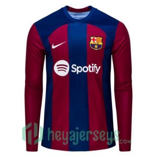 FC Barcelona Home Soccer Jerseys Long Sleeve Blue Red 2023/2024