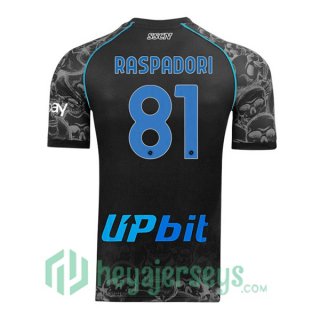 SSC Napoli (Giacomo Raspadori 81) Halloween Soccer Jerseys Black 2023/2024