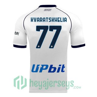 SSC Napoli (Khvicha Kvaratskhelia 77) Away Soccer Jerseys White 2023/2024